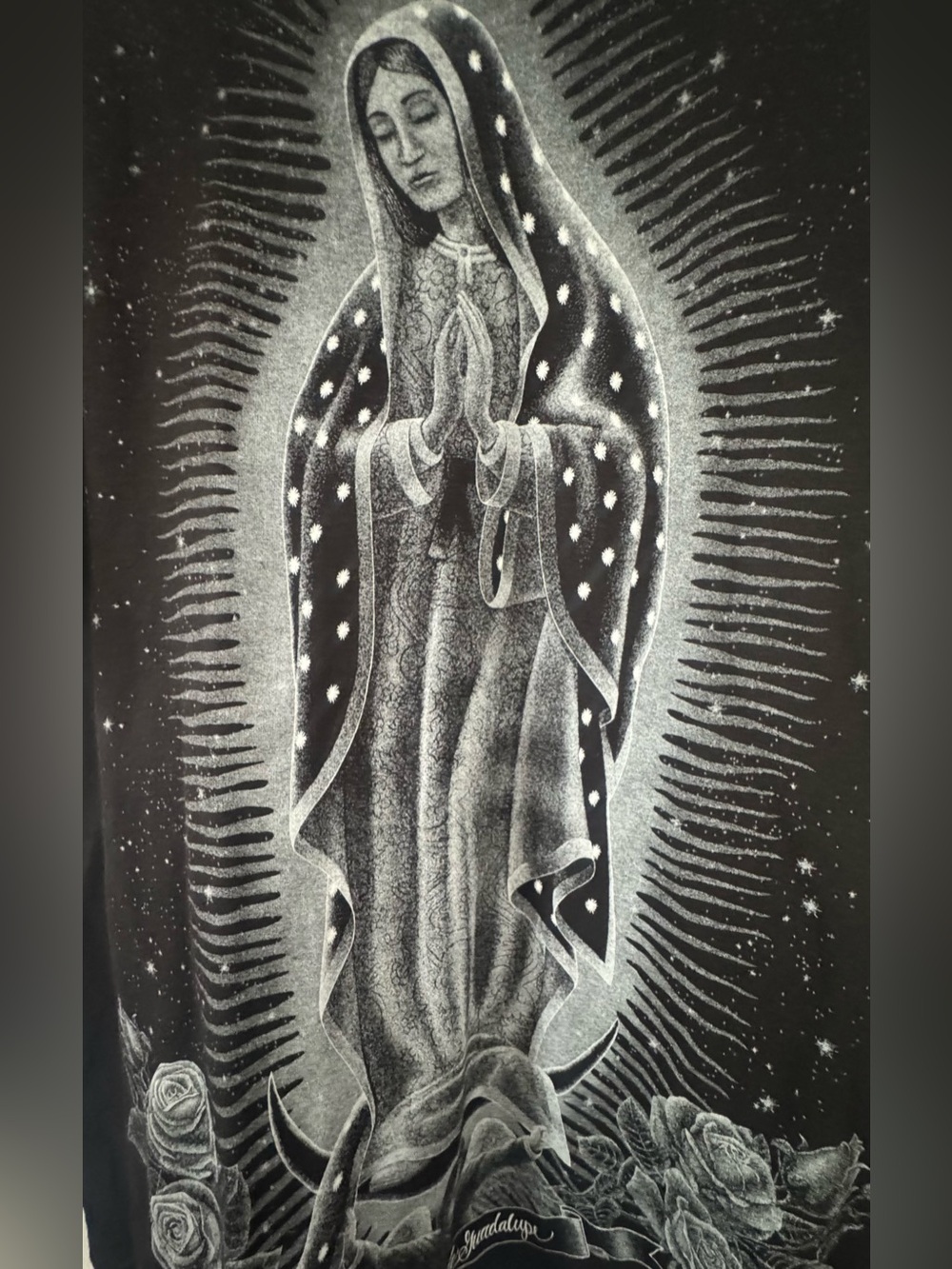 Men's Black Graphic Short Sleeve Tee - Religious Art Print